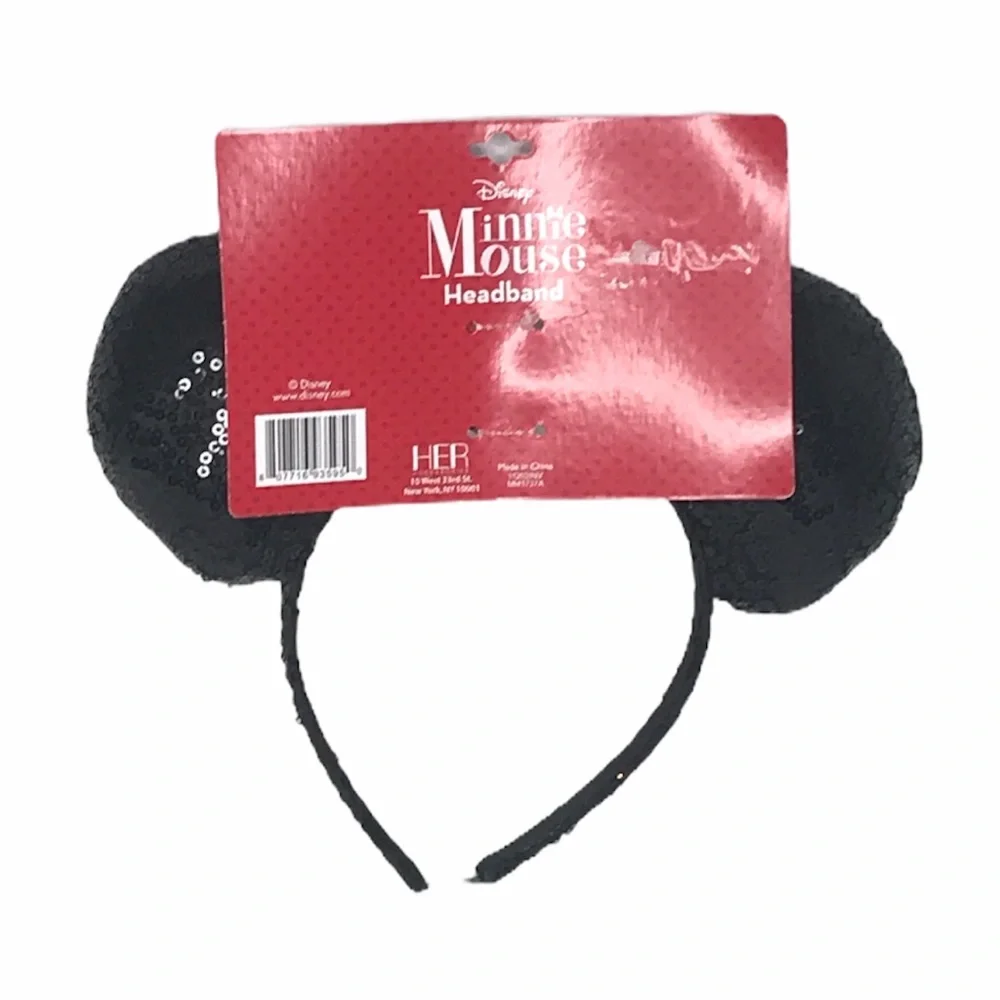 Minnie Mouse Disney Ears with Red Bow, Black